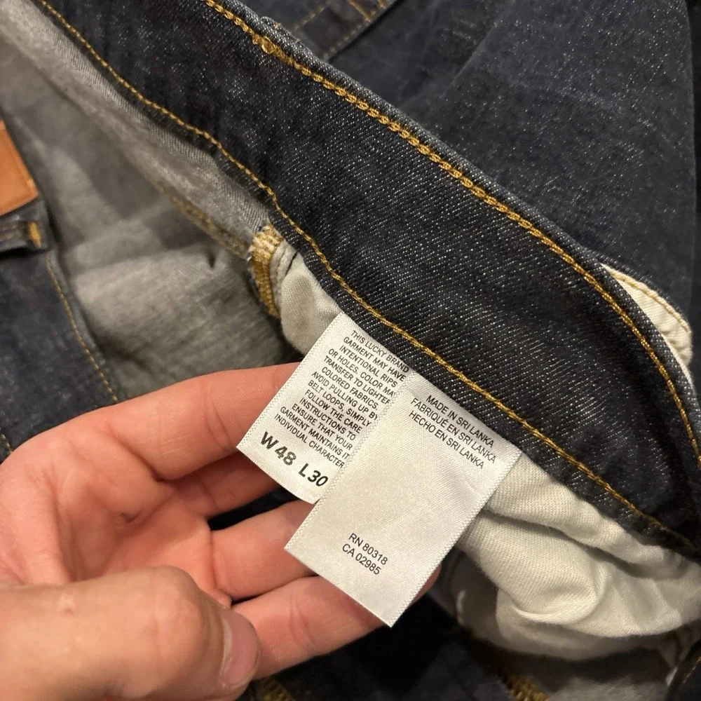 Lucky Brand Athletic Fit Blue Jeans Mens 48x30 Dark Wash Stretch Big Stretch